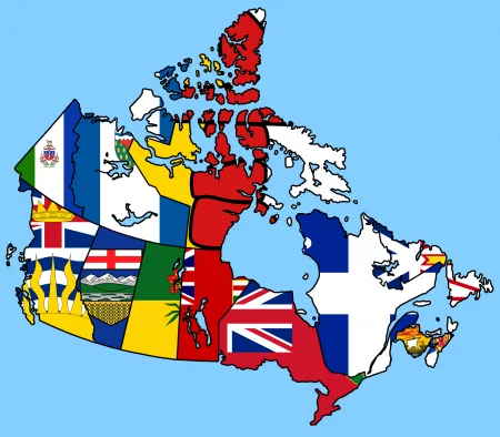 Carte des drapeaux des provinces et territoires du Canada (Crédit photo : Scotland at Reddit)